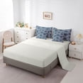 thumbnail image 6 of Feelyou Lake House Teens Twin Bedding Sets 7-Piece, Blue Stripes Abstract Bedding Comforter Set, Vintage Japanese Style Reversible Sheet Sets, Super Cozy Room Decor, 6 of 9