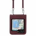 thumbnail image 3 of Nalacover For Samsung Galaxy Z Flip 5 Case,Shockproof Premium PU Leather Magnetic Clasp Flip for Women Men Cover with Removable Adjustable Crossbody Shoulder Strap For Samsung Galaxy Z Flip 5,Winered, 3 of 5