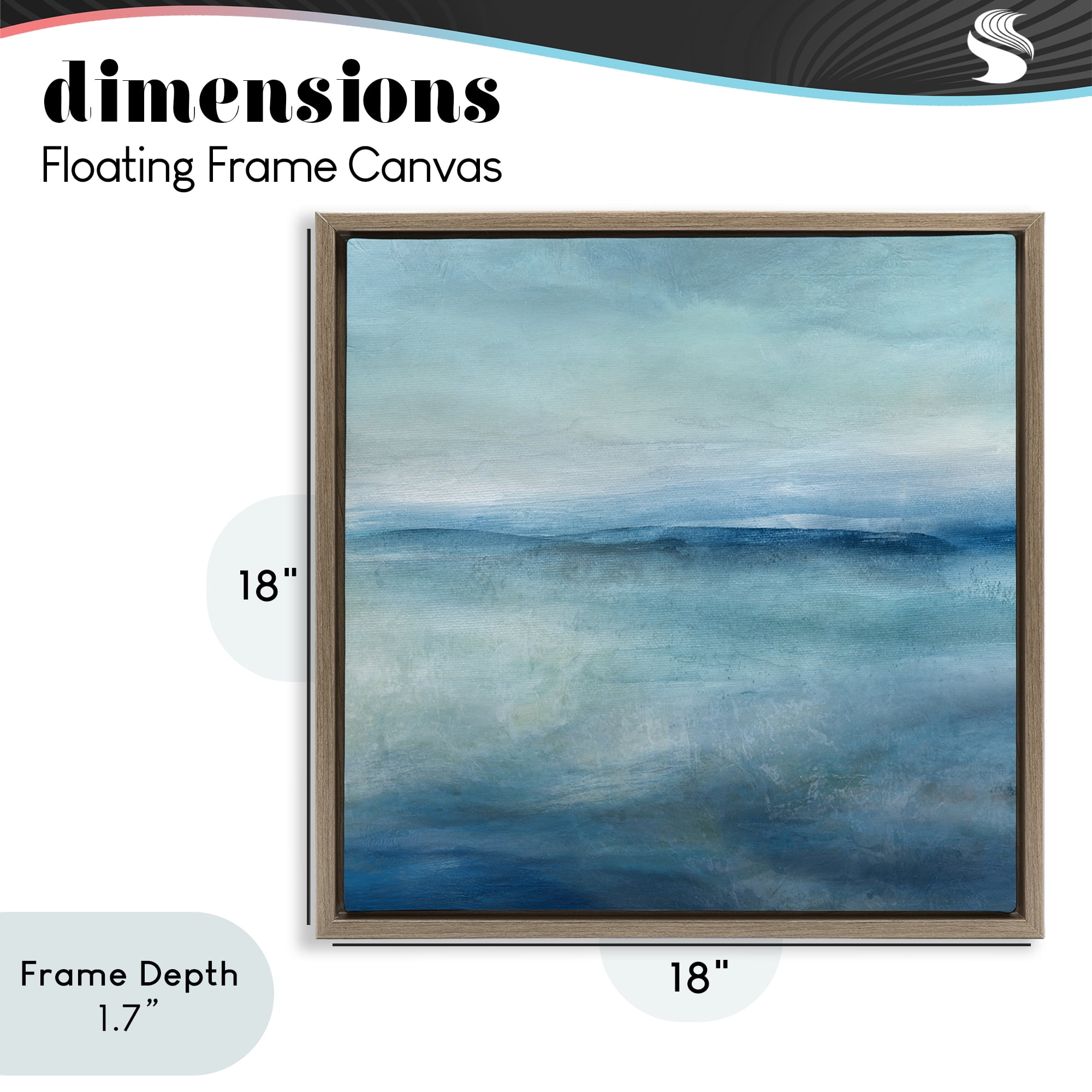Stupell Industries Misty Blue Coastal Horizon Brown Framed Floater Canvas Wall Art, design by Carol Robinson