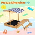 thumbnail image 3 of Haverchai Kid Sandbox with Lid, Outdoor Wooden Sand Boxes with Kids Picnic Table, Sandpit with Cover Canopy, Toddler Outdoor Playhouse with 2 Bench, Adjustable Roof & Bottom Liner for Backyard, Beach, 3 of 9