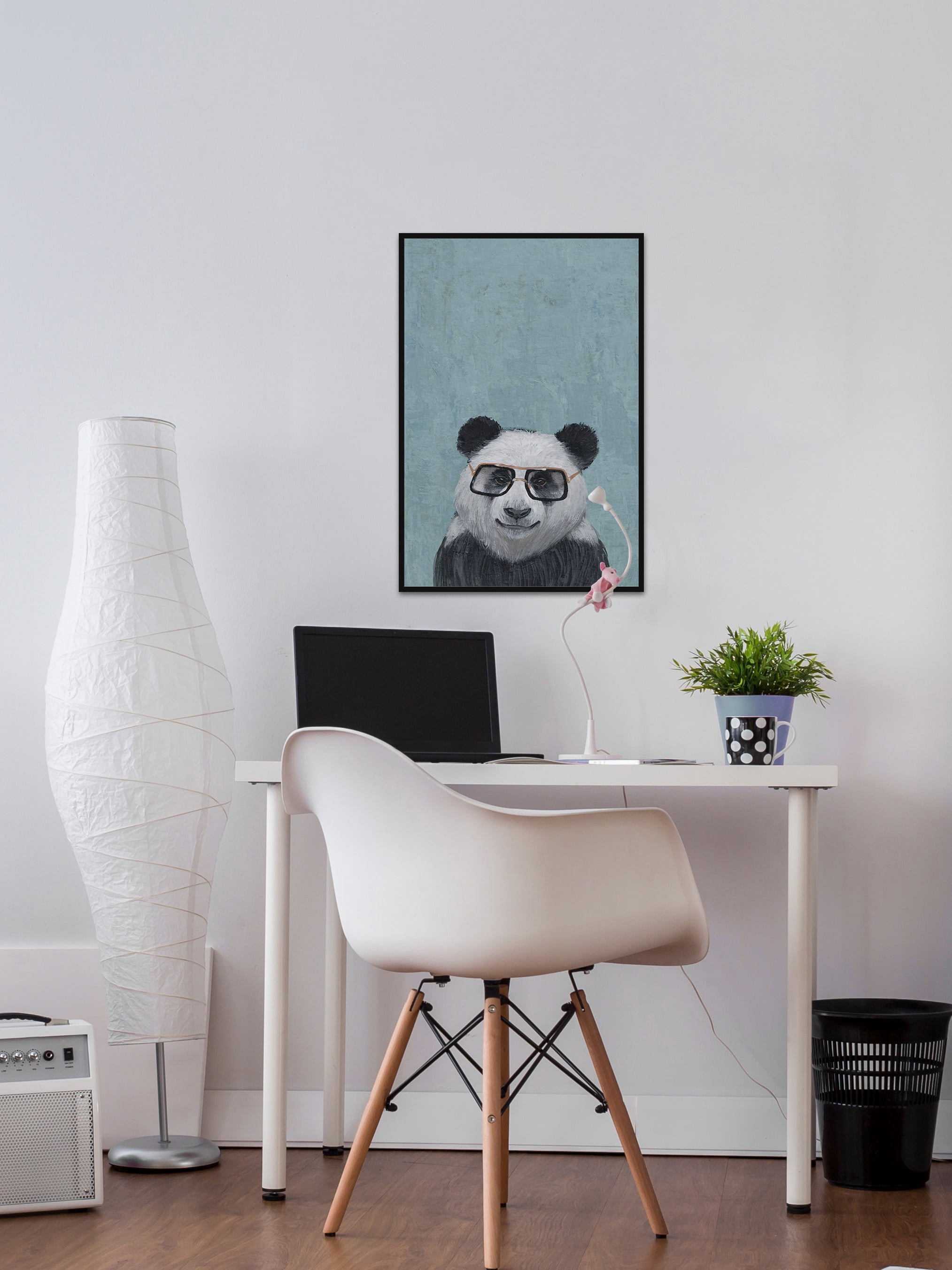Studious Panda Floater Framed Painting Print on Canvas