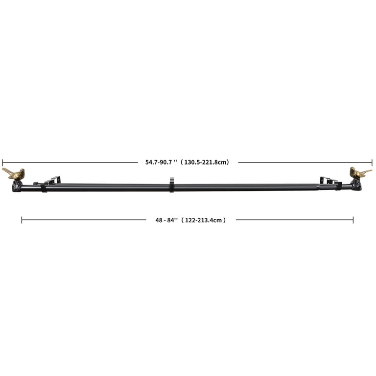 Meriville Telescoping Curtain Rod - 1" Diameter, Fuso Finial, 28" To 48" Adjustable, Royal Gold Finish