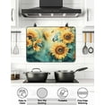 thumbnail image 5 of Stove Top Covers for Electric Stove 36x21 Inches, Yellow Sunflower Butterfly Heat Insulation Fireproof Glass Cooktop Protector, Teal Leaves Retro Abstract Countertop Stovetop Cover for Kitchen, 5 of 8