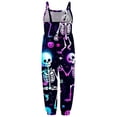thumbnail image 4 of WERYOUNG Girls Boys Onesie Fashion Sleeveless Round Neck Cartoon Skeleton Printed Spaghetti Strap Halloween Jumpsuit Stylish Outing One-Pieces,Purple,5-6 Years, 4 of 5