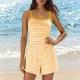 thumbnail image 4 of Ayolanni Pajamas for Women Set Summer Striped Sleeveless Tops and Shorts Loungewear Loose Yellow 2 Piece Lounge Sets L, 4 of 5