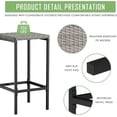 thumbnail image 4 of LAZZO 3 Pieces Outdoor  Bar Set, Patio Wicker Bar Set with Height Stools and Islander Tiki Bar for Garden, Gray, 4 of 6