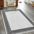 thumbnail image 4 of Gray Geometric 3x5 Area Rugs, Black Greek Key Design Burlap Modern Art Non-Skid Rubber Backing Large Rectangle Rugs - Living Room Bedroom Home Office, Indoor Floor Mat Carpets Washable Rug, 4 of 9