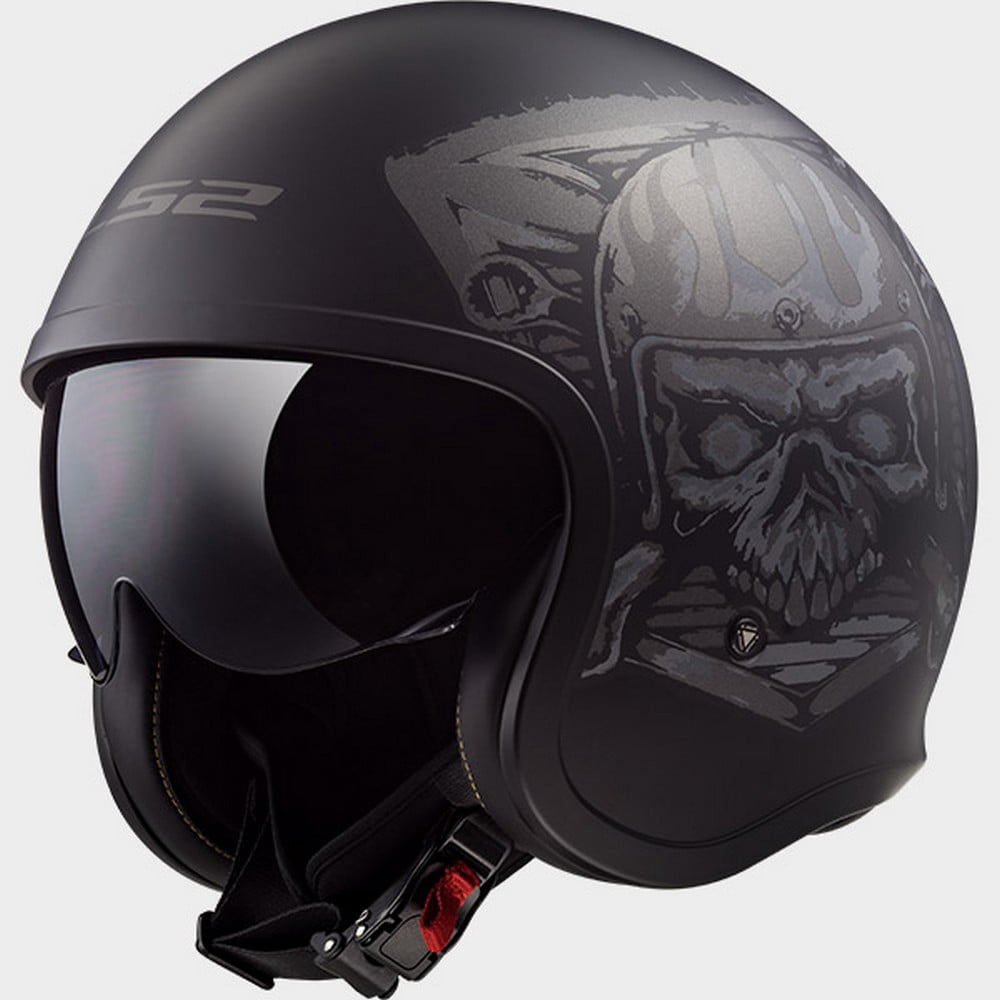 LS2 Spitfire OF599 Skull Rider Motorcycle Helmet Matte Black - Walmart