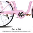 thumbnail image 6 of Hiland 26 Inch Wheels Adult and Women Beach Cruiser Bike, Step Through Steel Frame Cruiser Bicycle, Single Speed Drivetrain Women City Commuter Bike, Basket and Rear Rack for Cargo, Pink Blue Orange, 6 of 6