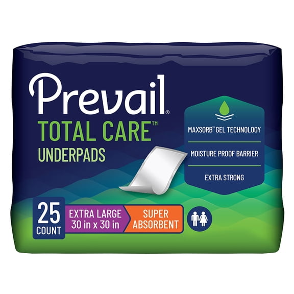 Prevail Total Care Disposable Underpad Heavy Absorbency Polyester 30X30" UP-100/1 25 pads