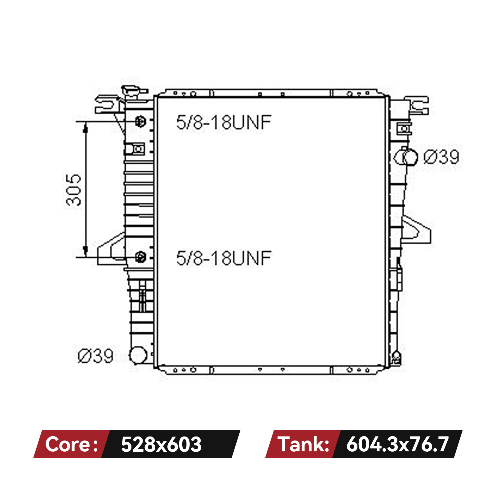 LEDKINGDOMUS Radiator Complete Radiator Compatible with 1998 - 2006 2007 2008 2009 2010 2011 Ford Ranger 3.0L 4.0L DWRD1014 CU2173