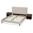 thumbnail image 2 of Baxton Studio Maren Mid-Century Modern Beige Fabric Upholstered Full Size Platform Bed with Two Nightstands, 2 of 11