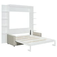 thumbnail image 4 of Queen Size Murphy Bed Wall Bed with Storage Shelve, Multifunctional Foldable Platform Bed Frame with Sofa, Space-Saving Design Bed for Guest-Room, Home, Office, White, 4 of 9