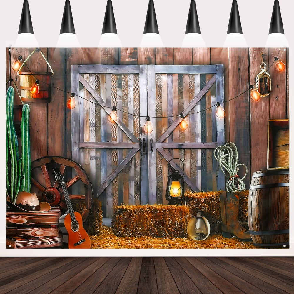 Western Cowboy Backdrop 7 x 5 FT Retro Style Western Photography Background Decoration Multifunctional Western Cowboy Scene Backdrop HD Printing Western Cowboy Backdrop for Barn Farm Phot