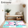 thumbnail image 3 of ODIKA 4'x6' Machine Washable Non-Slip Area Rug, Kawaii Kitty Portrait with Oversized Ears and Blushing Cheeks Design High Traffic Rug, Pink, 724439, 3 of 7