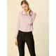thumbnail image 3 of Blusa de Manga Larga con cuello Peter Pan y volantes Allegra K Rosa S, 3 of 6