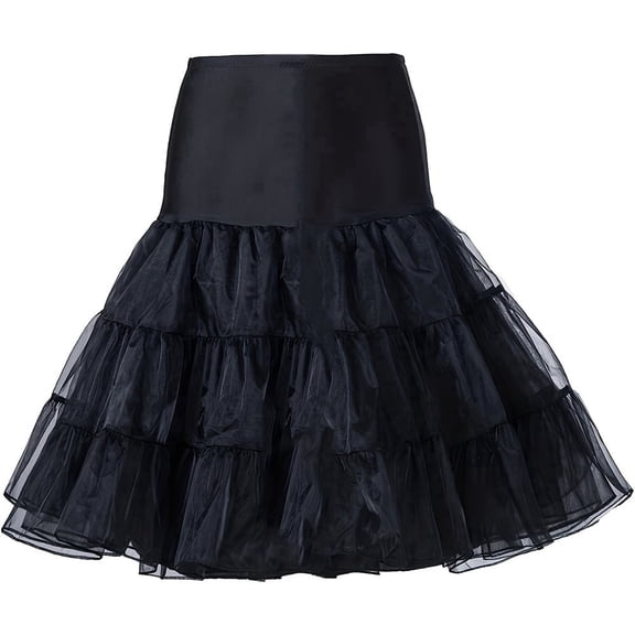 CYYPLAS Women's 50s Vintage Petticoat Black Half Slip Tutu Underskirt 26" Crinoline Rockabilly Small-Medium 1PC
