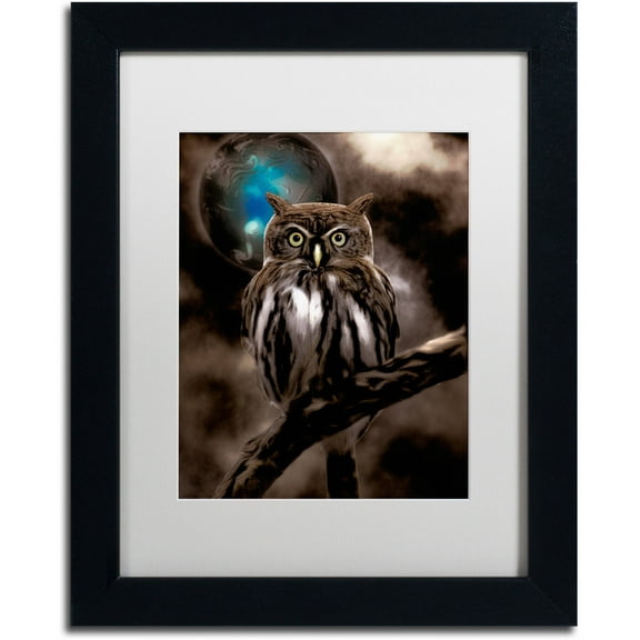 Trademark Fine Art "Night Owl" Canvas Art by Color Bakery White Matte, Black Frame