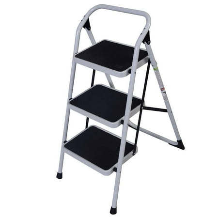 Fold Mobile Ladders (Ktaxon Step Ladder Platform,Lightweight Folding Stool, 3-Step, 330LB Load Capacity,Aluminum Alloy and Iron,for Household, Kitchen, Easy Storage,Non Slip Safety)