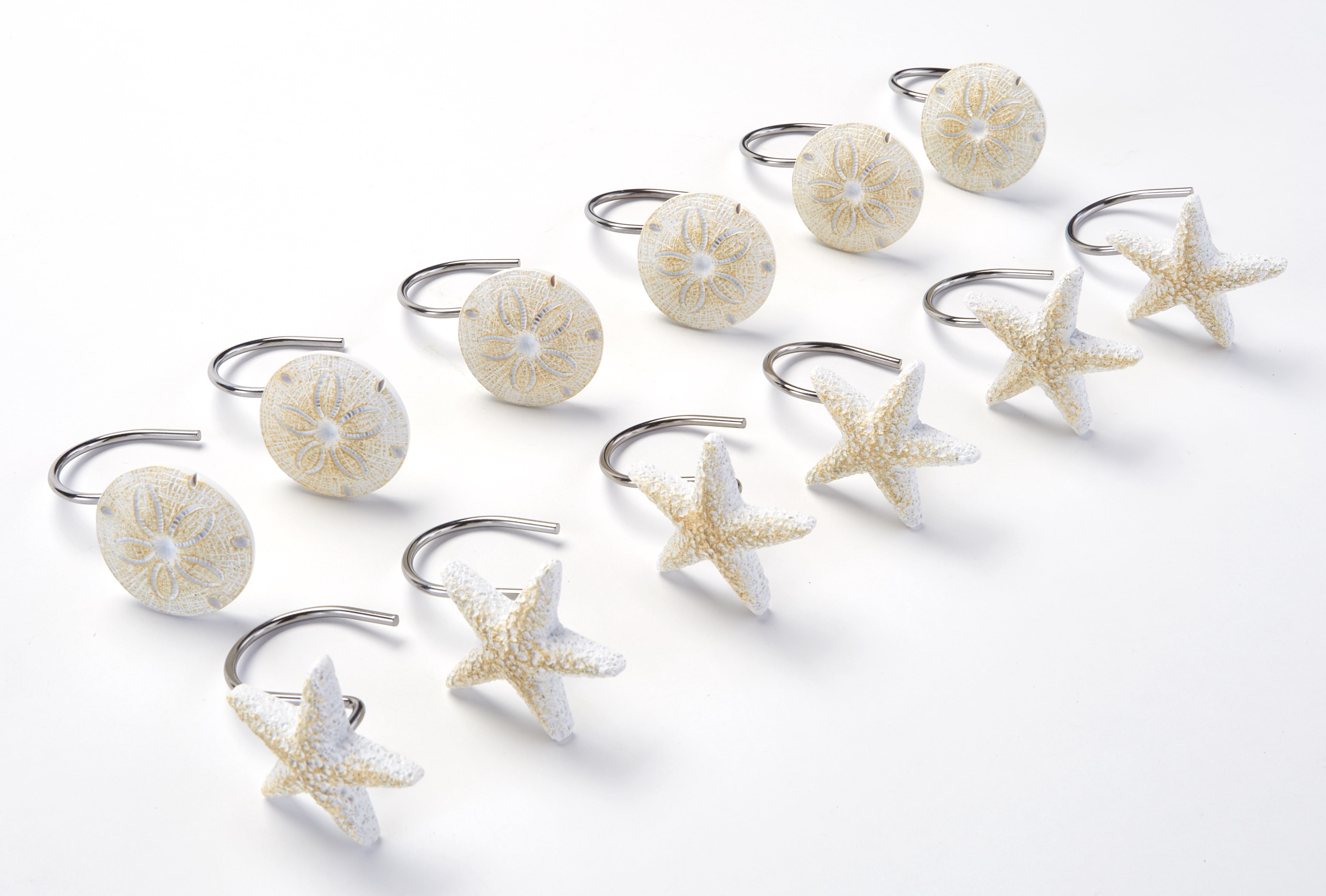 Starfish and Sand Dollars Shower Curtain Rings Coastal Accents Set