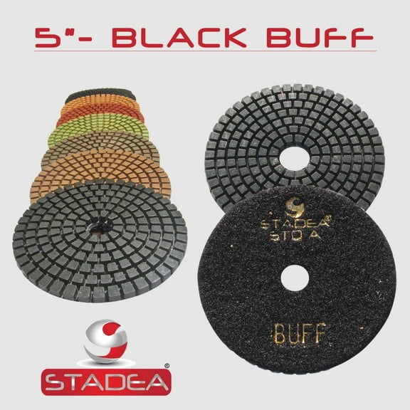 STADEA Black Buff (2 Pieces) 5" Diamond Polishing Pads for Granite Marble Concrete Stone polishing Wet Grinder