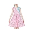 thumbnail image 1 of Robe Fille Contraste de Couleur Fleur Rose Bleu Coton Robe Décontractée 12 Ans, 1 of 1