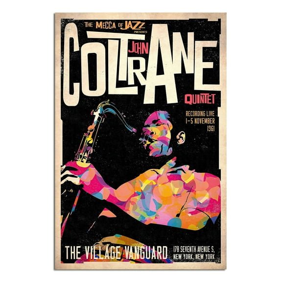 John Coltrane Vintage Jazz Concert Poster African American Artist Canvas Print Music Wall Art Unframed12x18inch(30x45cm)