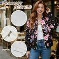 thumbnail image 7 of SCRAWLGOD Hummingbird Peach Blossom Pink Black Womens Jacket Zip Up Casual Jackets Hoodless Crewneck Sweatshirt Lightweight Trendy Outerwear Coat with Pockets for Daily Wear, M, 7 of 7