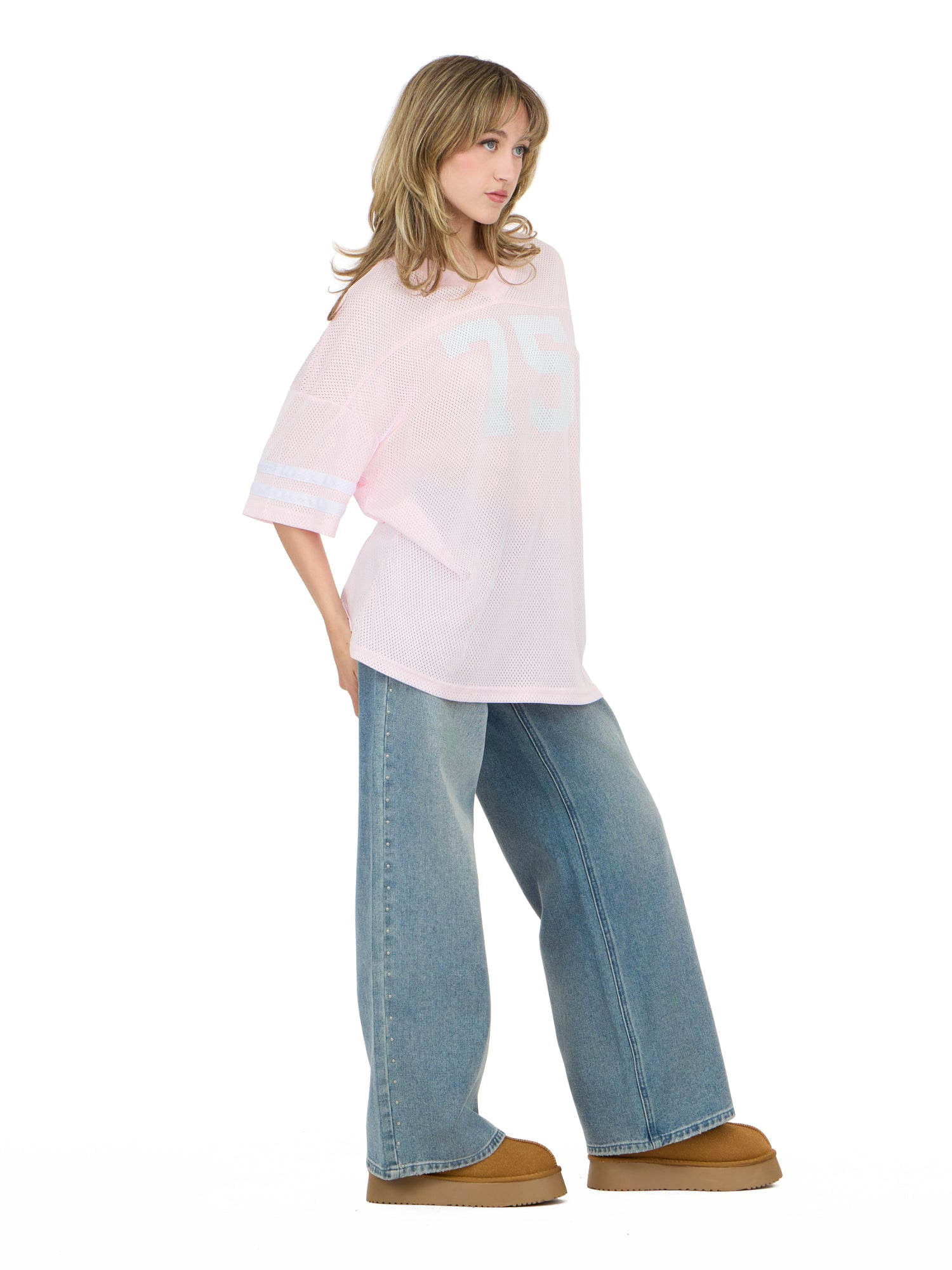 Forever 21 Women's Mesh Oversized Football Tee with Screened Detail, Sizes XS-XL