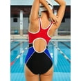 thumbnail image 6 of Attraco Women's One-piece Sports Swimsuit Color Block Water Aerobic Swimwear Bathing Suit, 6 of 6