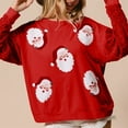 thumbnail image 4 of Fshinging Essentials Women's Hoodie Sweatshirt Christmas Sequin Santa Claus Print Patchwork Long Sleeve Sweater Fall Winter Clothes, 4 of 9
