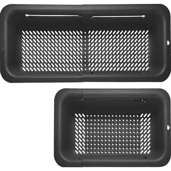 lesen Collapsible Colander for Kitchen, Over the Sink Strainer Basket for Kitchen, Fruit Pasta Food Strainer Expandable Plastic Colander BPA Free (Black)