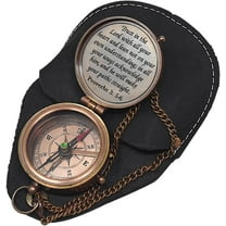 Antique Brass Compass with Leather Case – Engraved Pocket Compass with Proverbs 3:5-6 Scripture, Vintage Nautical Compass for Men, Graduation Gift, Father’s Day, Christian Inspirational Gift