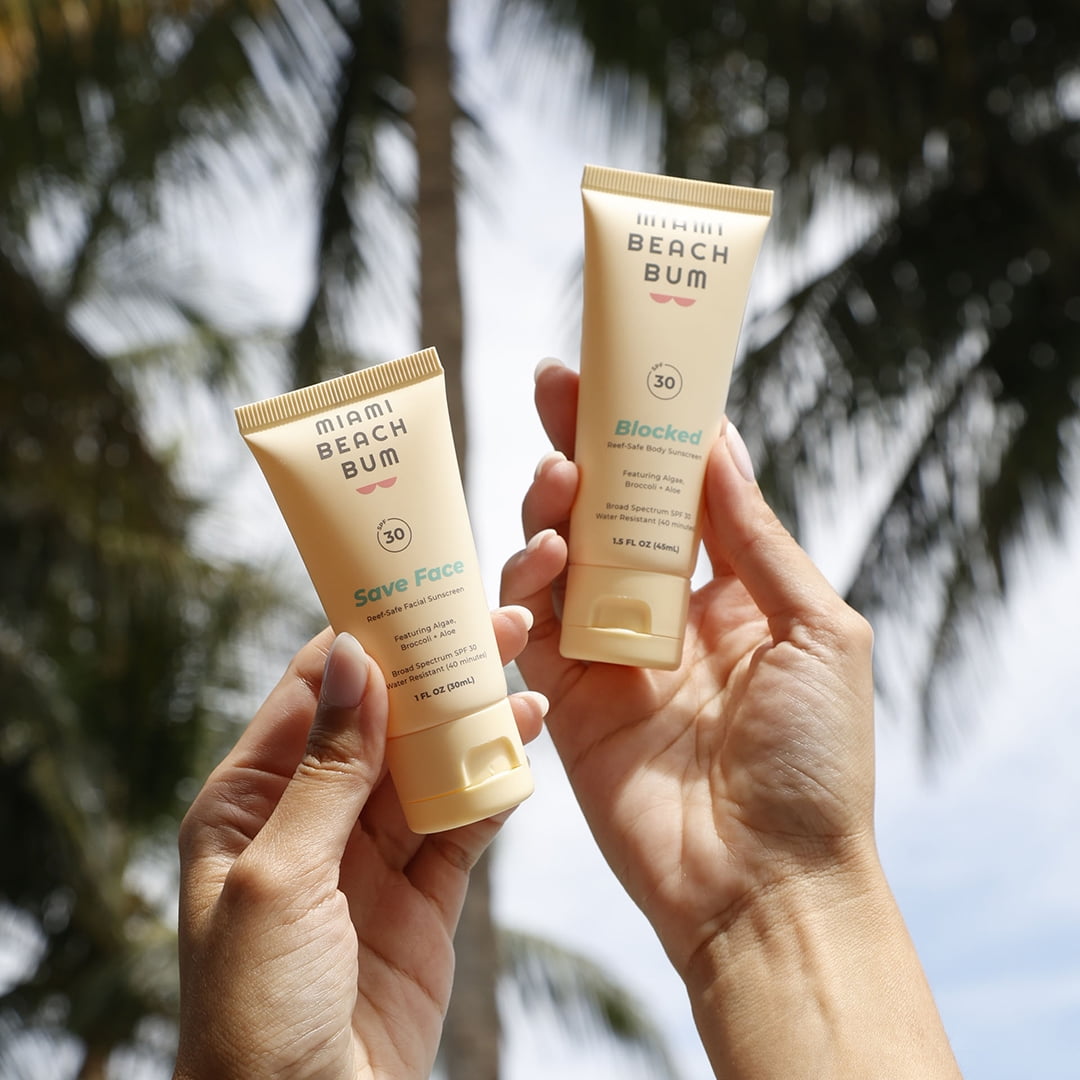 Miami Beach Bum Reef-Safe Mineral SPF30 Face and Body Sunscreen, Set of 2 Minis