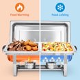 thumbnail image 3 of Kicctian Set of 2 Professional Stainless Steel Chafing Dish Buffet Set, Full Size Double Compartment Food Warmer, Stackable & Portable Heating Equipment for Catering, Parties, Weddings & Events, 3 of 8