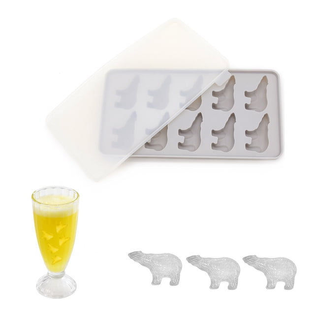 Noehoiugi Polar Bear Silicone Ice Cube Mold With Lid,10-Grid,Diy Ice Cube Mold For Drinks Desserts And Kitchen Accessory