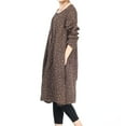 thumbnail image 3 of Women's Flowers Floral Pleated Fall Casual Dress with Pockets Coffee XXL, 3 of 5