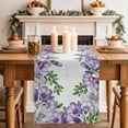 thumbnail image 2 of Table Runner 60 Inches Long for Kitchen Dining, Purple Flowers Dresser Scarf Farmhouse, Dining Table Decorations for Wedding/Parties, Spring Watercolor Floral Leaves Plants 13 x 60 In, 2 of 8