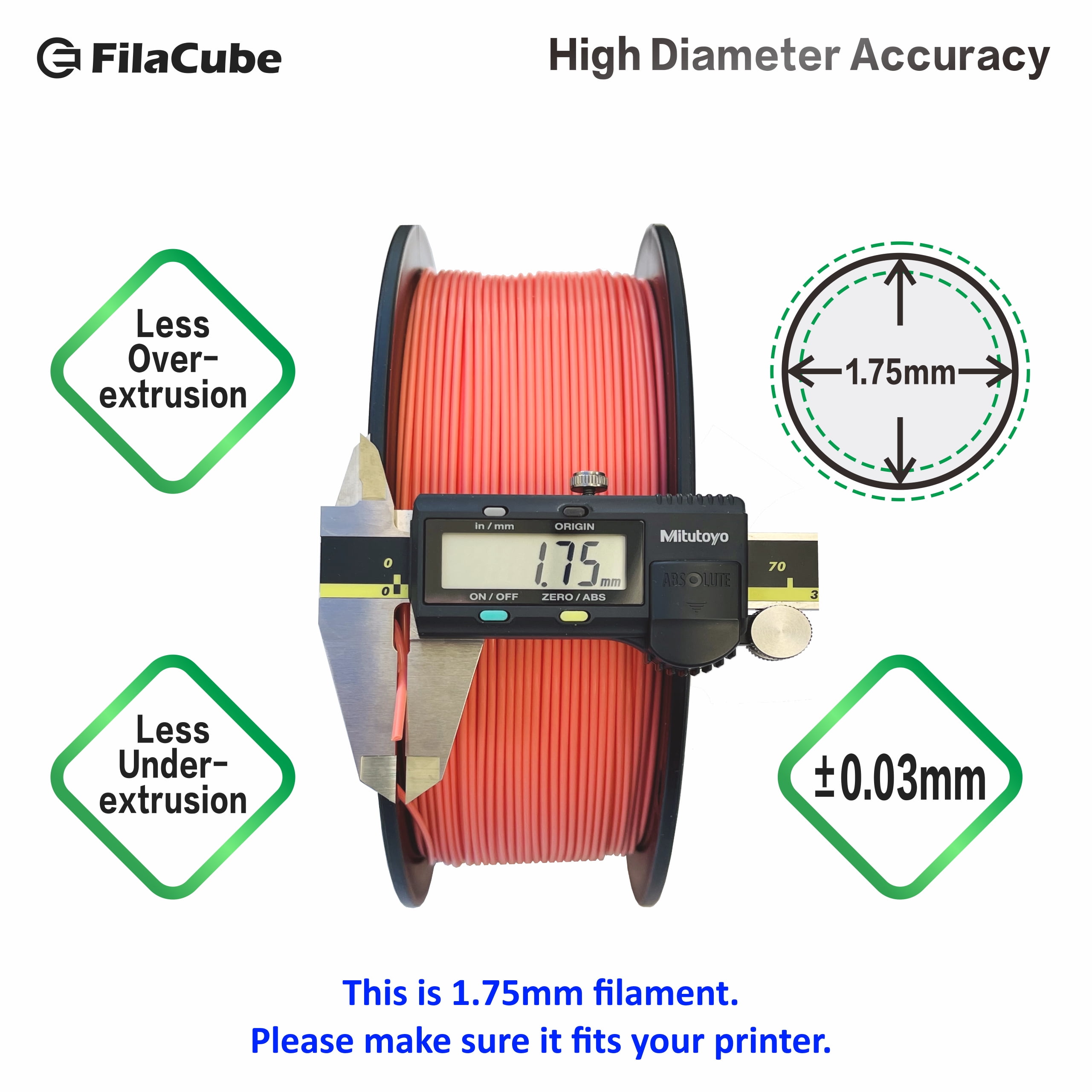 PLA 3D Printer 1.75mm Filament Living Coral (Color of The Year 2019, Coral hue with a Golden Undertone) - FilaCube PLA 2 1.75 mm 1kg 3D Plastic Filament [Made in USA] Pantone PMS 16-1546…