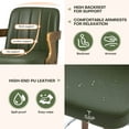 thumbnail image 4 of 26"Mid Century Bar Stools Set of 3 Modern Swivel Counter Height Bar Stools with Back and Dual Arms Faux Leather Upholstered Bar Chairs with Bent Wood Legs for Kitchen Island Black Green, 4 of 14