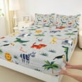 thumbnail image 3 of Manfei Cartoon Zoo Animal Bed Sheets Set Twin Size, Kawaii Tiger Lion Bed Sheets Twin, Coconut Tree Bedding Twin Size, Super Cozy Bedroom Decorative, 3pcs, 3 of 7