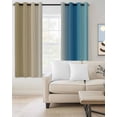 thumbnail image 2 of Blue Beige Ombre Blackout Curtains for Bedroom/Living Room, Thermal Insulated Kitchen Curtains, Contemporary Art Abstract Aesthetics Grommet Darkening Window Treatment Drapes 27.5"x39"x2, 2 of 8