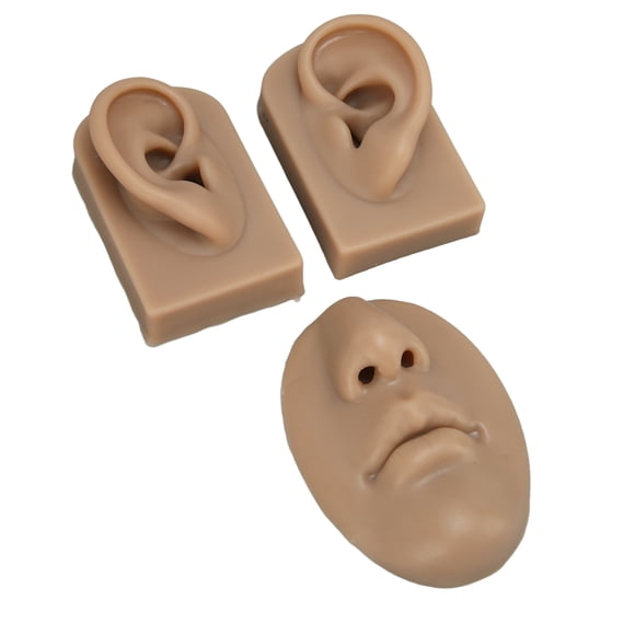 3D Silicone Nose and Mouth Model, Piercing Practice and Jewelry Display, Simulation Props for Ear and Suture Practice