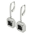 thumbnail image 2 of 2.8174 ct Lever-Back Drop Dangle Earrings for Women | 5.5mm Princess Cut Natural Onyx | 18K White Gold, 2 of 5