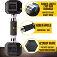 thumbnail image 2 of PRISP Rubber Encased Hex Dumbbell - Cast Iron Hand Weight for Home Gym, Exercise and Fitness with Rubber Grip; Sold Individually, 2 of 8