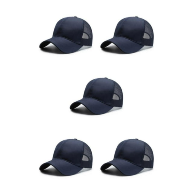 Baohd Stylish Snap-back Hat Unique 3D Embroidery For Trendy Men Light-weight navy blue 5Set