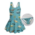 thumbnail image 5 of Xixirimido Dinosaurs Blue Print Girls Swimsuits One Piece Sleeveless Swimwear with Skirt Modest Bathing Suit with Built-in Shorts Beach Vacation Swim Dress, 12-13 Years, 5 of 7