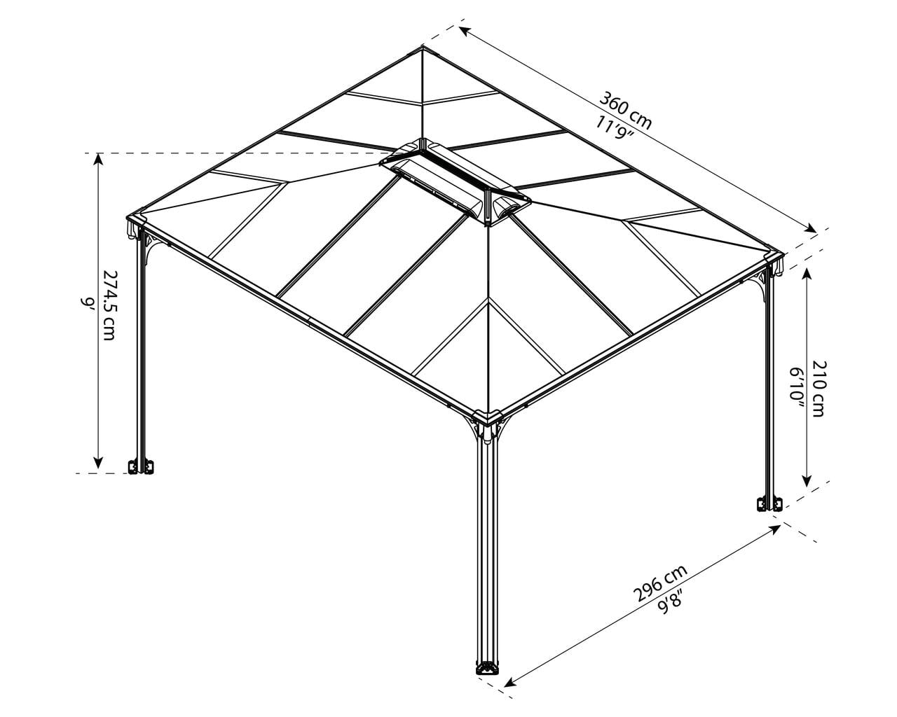 Palram - Canopia Martinique 3600 10' x 12' Polycarbonate/Aluminum Gazebo - Gray/Bronze