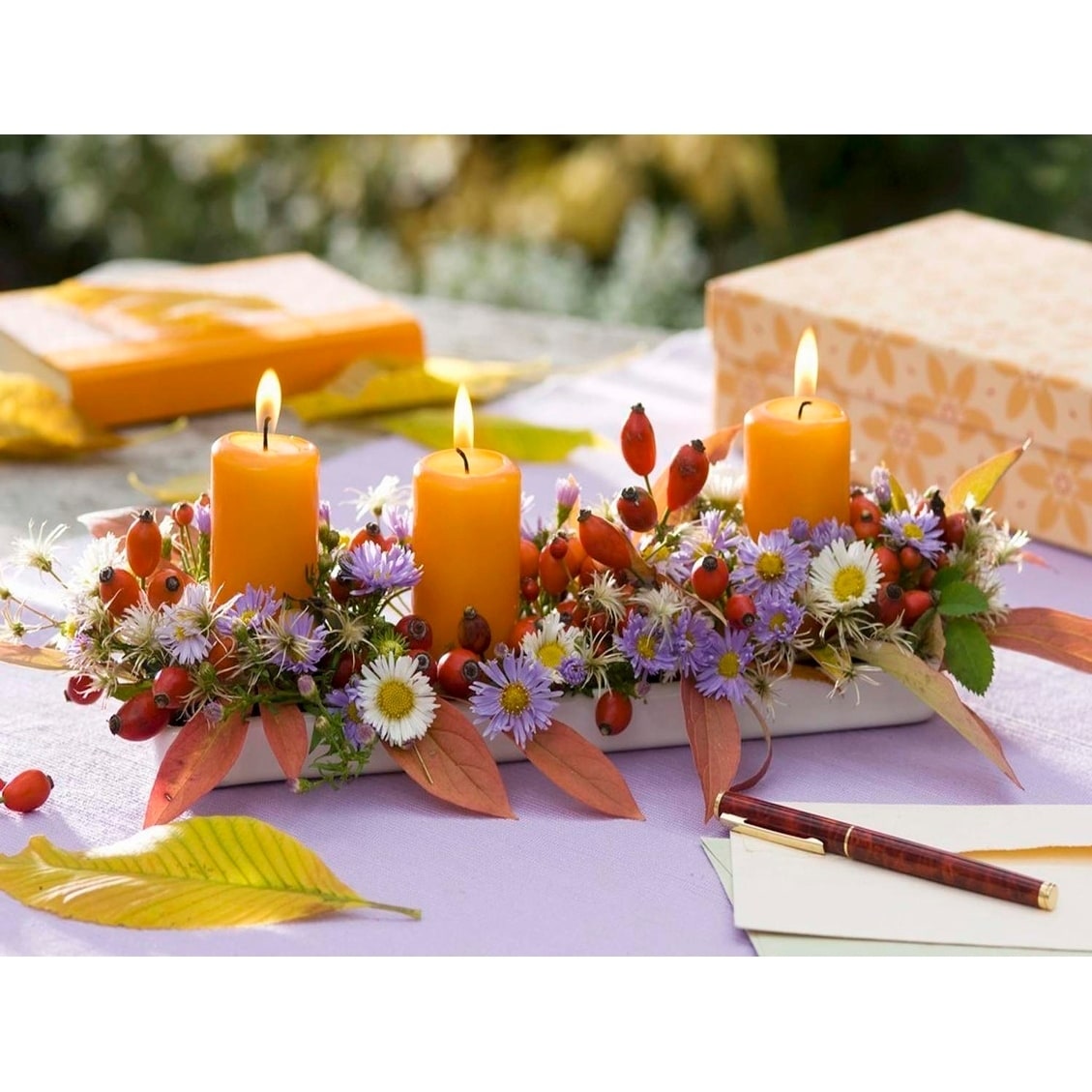 Flower Candles Battery Operated LED Lighted Canvas #195