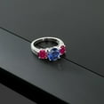 thumbnail image 5 of Gem Stone King 4.50 Ct Round Blue Created Sapphire Red Created Ruby 925 Sterling Silver 3-Stone Ring (Size 9), 5 of 5